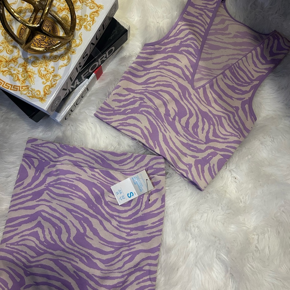 Purple Zebra Print Top and Skirt Set - Picture 2 of 3